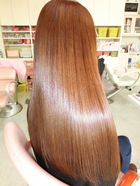 ツヤのあるストレートのロングヘアの後ろ姿
